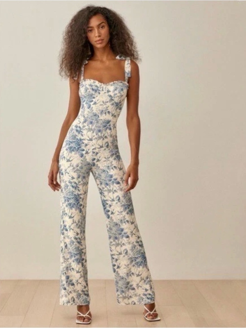 Reformation Jumpsuit Alfred Floral Tie Full Length Ruffles Pompadour 10 EUC